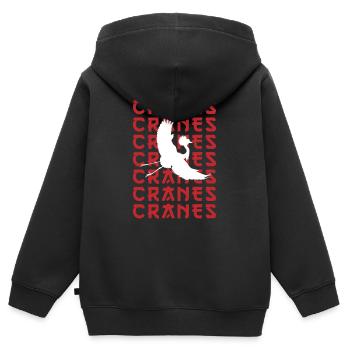 CRANES Stilvolle Vogel-Silhouette - Kinder Premium Organic Zip Hoodie - Schwarz - Hinten - AI Model Kid Male (0cm)