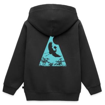 Grue Origami Géométrie Créativité - Sweat Premium à capuche zippé enfant bio - noir - Dos - AI Model Kid Male (0cm)