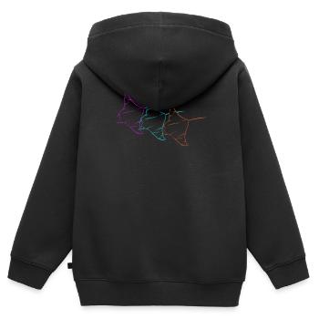 Trio Manta Rays Neonkontur - Kinder Premium Organic Zip Hoodie - Schwarz - Hinten - AI Model Kid Male (0cm)
