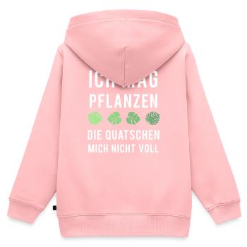 Pflanzenfreund Leises Grün - Kinder Premium Organic Zip Hoodie - Rosa - Hinten - AI Model Kid Female (0cm)