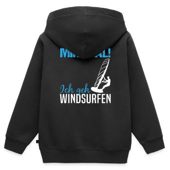 Windsurfen statt Sorgen - Kinder Premium Organic Zip Hoodie - Schwarz - Hinten - AI Model Kid Male (0cm)