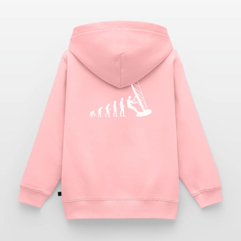 Evolution Windsurfer - Du singe à la planche Sweat Premium à capuche zippé enfant bio