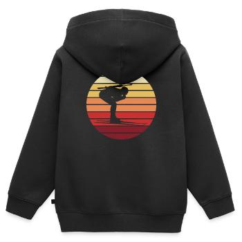 Biathlon-Silhouette Retro Sonnenuntergang - Kinder Premium Organic Zip Hoodie - Schwarz - Hinten - AI Model Kid Male (0cm)