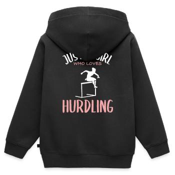 Hürdenlauf-Liebe - Mädchenpower - Kinder Premium Organic Zip Hoodie - Schwarz - Hinten - AI Model Kid Male (0cm)