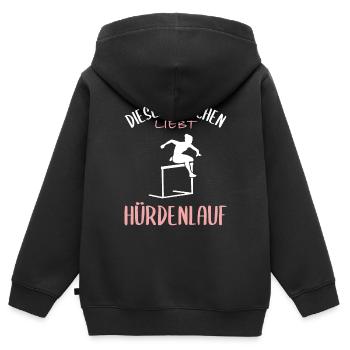 Hürdenlauf-Liebe - Mädchenpower - Kinder Premium Organic Zip Hoodie - Schwarz - Hinten - AI Model Kid Male (0cm)