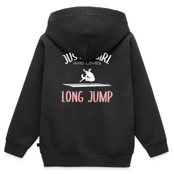 Weitsprung-Liebe - Kinder Premium Organic Zip Hoodie - Schwarz - Hinten - AI Model Kid Male (0cm)