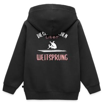 Weitsprung-Liebe - Kinder Premium Organic Zip Hoodie - Schwarz - Hinten - AI Model Kid Male (0cm)