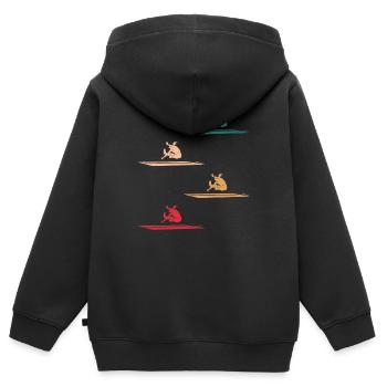 Farbenfrohe Weitsprung-Kunst - Kinder Premium Organic Zip Hoodie - Schwarz - Hinten - AI Model Kid Male (0cm)