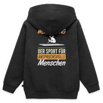 Elite Weitsprung - Kinder Premium Organic Zip Hoodie - Schwarz - Hinten - AI Model Kid Male (0cm)