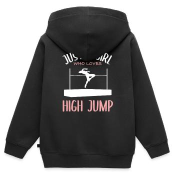 Fille Aime La Passion Du Saut En Hauteur - Sweat Premium à capuche zippé enfant bio - noir - Dos - AI Model Kid Male (0cm)