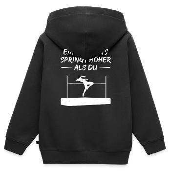 Je saute plus haut que ton cadeau - Sweat Premium à capuche zippé enfant bio - noir - Dos - AI Model Kid Male (0cm)
