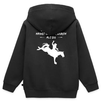 Rodeo Ausdauer-Champion - Kinder Premium Organic Zip Hoodie - Schwarz - Hinten - AI Model Kid Male (0cm)