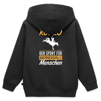 Rodéo – sport de haut niveau - Sweat Premium à capuche zippé enfant bio - noir - Dos - AI Model Kid Male (0cm)