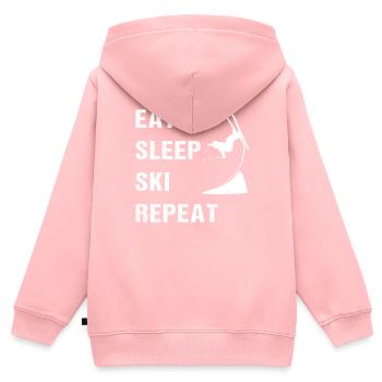 Ski Freestyle – Eat, Sleep, Repeat - Kinder Premium Organic Zip Hoodie - Rosa - Hinten - AI Model Kid Female (0cm)