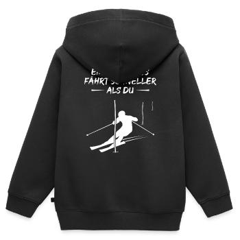 Cadeau de champion de slalom rapide - Sweat Premium à capuche zippé enfant bio - noir - Dos - AI Model Kid Male (0cm)