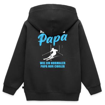 Ski alpin papa cadeau - Sweat Premium à capuche zippé enfant bio - noir - Dos - AI Model Kid Male (0cm)