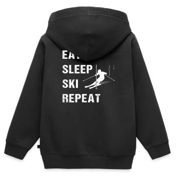 Cycle de vie du ski de slalom - Sweat Premium à capuche zippé enfant bio - noir - Dos - AI Model Kid Male (0cm)