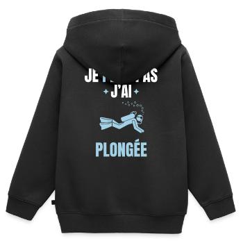 je peux pas j'ai plongée - Sweat Premium à capuche zippé enfant bio - noir - Dos - AI Model Kid Male (0cm)
