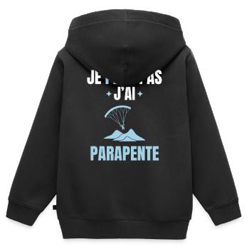 je peux pas j'ai parapente - Sweat Premium à capuche zippé enfant bio - noir - Dos - AI Model Kid Male (0cm)