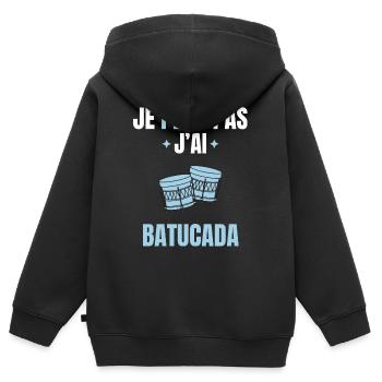 je peux pas j'ai batucada - Sweat Premium à capuche zippé enfant bio - noir - Dos - AI Model Kid Male (0cm)
