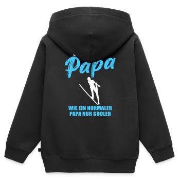 Skisprung Papa: Coolness pur - Kinder Premium Organic Zip Hoodie - Schwarz - Hinten - AI Model Kid Male (0cm)