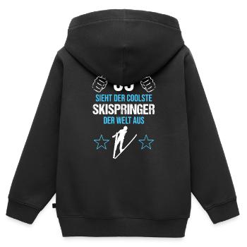 Top Ski Jumpers : les meilleurs du monde - Sweat Premium à capuche zippé enfant bio - noir - Dos - AI Model Kid Male (0cm)