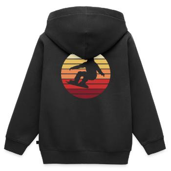 Boarding-Dämmerung - Wintertraum - Kinder Premium Organic Zip Hoodie - Schwarz - Hinten - AI Model Kid Male (0cm)