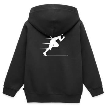 Sprinter rapide Dynamique Athlétisme - Sweat Premium à capuche zippé enfant bio - noir - Dos - AI Model Kid Male (0cm)
