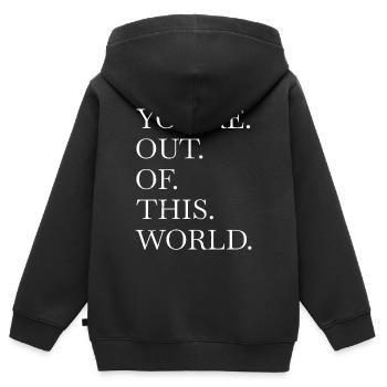 Citation drôle cadeau Bday astrophotographie - Sweat Premium à capuche zippé enfant bio - noir - Dos - AI Model Kid Male (0cm)