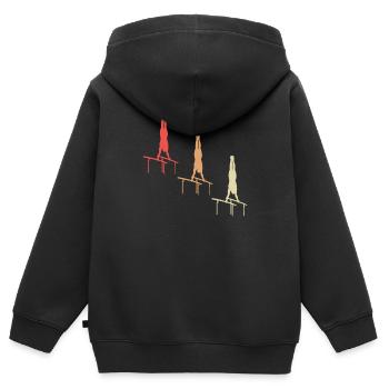Élégance de gymnastique colorée - Sweat Premium à capuche zippé enfant bio - noir - Dos - AI Model Kid Male (0cm)