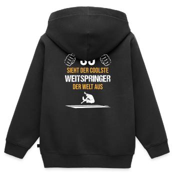 Weltbester Weitspringer Coolness Geschenk - Kinder Premium Organic Zip Hoodie - Schwarz - Hinten - AI Model Kid Male (0cm)