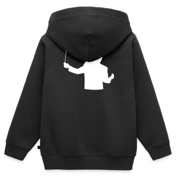 L’éloquence du chef d’orchestre - Cadeau pour les maestros - Sweat Premium à capuche zippé enfant bio - noir - Dos - AI Model Kid Male (0cm)