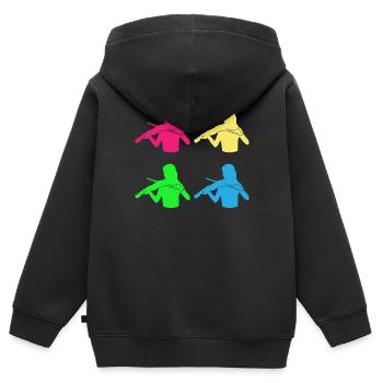 Ensemble de violonistes colorés Harmony - Sweat Premium à capuche zippé enfant bio - noir - Dos - AI Model Kid Male (0cm)