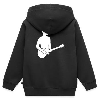Guitariste, Artiste à cordes, Rock, Solo - Sweat Premium à capuche zippé enfant bio - noir - Dos - AI Model Kid Male (0cm)
