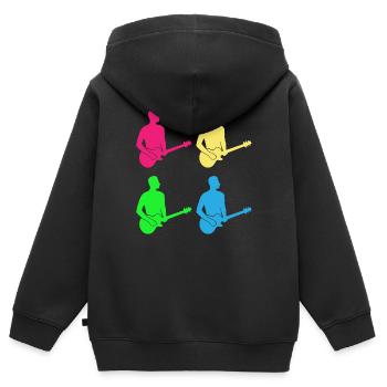 Chemise cadeau colorée Guitarists Harmony - Sweat Premium à capuche zippé enfant bio - noir - Dos - AI Model Kid Male (0cm)