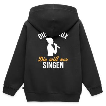 Chanteur Innocent - Cadeau - Sweat Premium à capuche zippé enfant bio - noir - Dos - AI Model Kid Male (0cm)