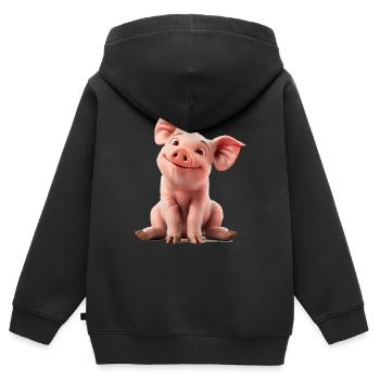 Ferkel sind wie auch der Mensch, Allesfresser - Kinder Premium Organic Zip Hoodie - Schwarz - Hinten - AI Model Kid Male (0cm)