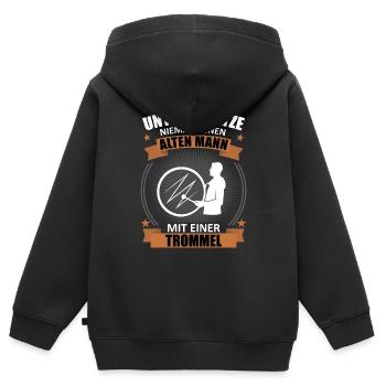Alt Trommler Erfahrung Weisheit Geschenk - Kinder Premium Organic Zip Hoodie - Schwarz - Hinten - AI Model Kid Male (0cm)