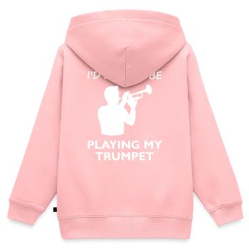 Sehnsucht Trompete – Spielwunsch - Kinder Premium Organic Zip Hoodie - Rosa - Hinten - AI Model Kid Female (0cm)
