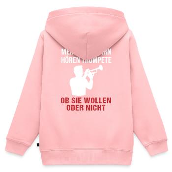 Sons de trompette – Concert de quartier - Sweat Premium à capuche zippé enfant bio - rose - Dos - AI Model Kid Female (0cm)