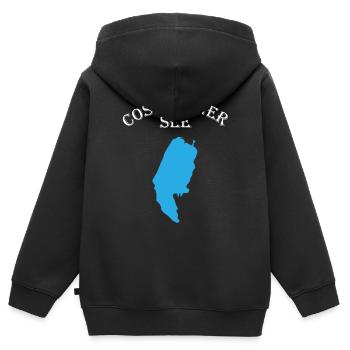 Le lac de Cospuden, une station balnéaire naturelle et idyllique - Sweat Premium à capuche zippé enfant bio - noir - Dos - AI Model Kid Male (0cm)