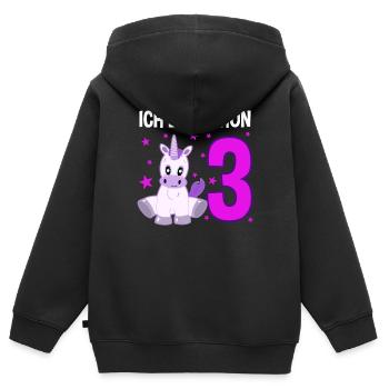 Einhorn Traumwelt 3 Jahre Wunder - Kinder Premium Organic Zip Hoodie - Schwarz - Hinten - AI Model Kid Male (0cm)