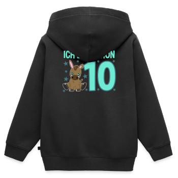 Zehnjähriges Eselkind: Feiermeister - Kinder Premium Organic Zip Hoodie - Schwarz - Hinten - AI Model Kid Male (0cm)