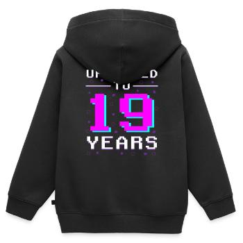 Gamer Année 19 : Maître du jeu rétro - Sweat Premium à capuche zippé enfant bio - noir - Dos - AI Model Kid Male (0cm)