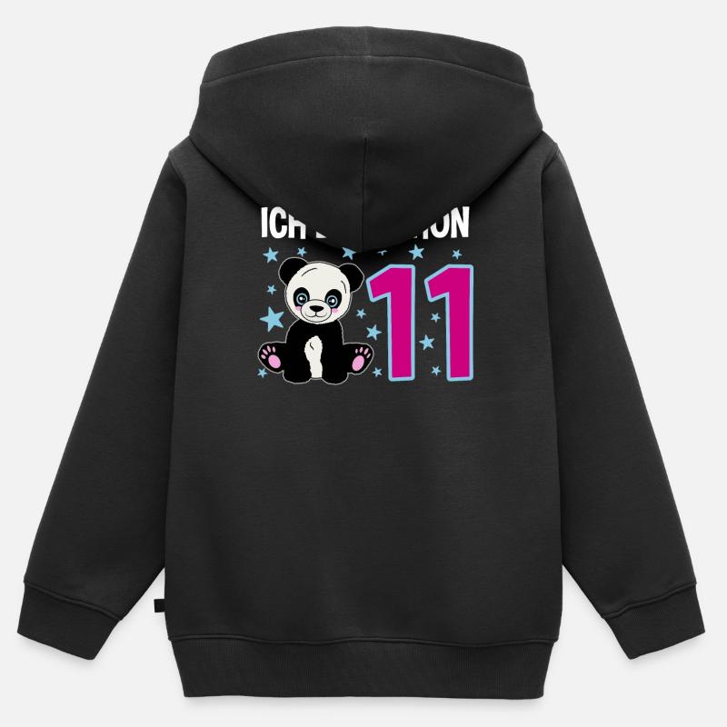 Elfter Geburtstag – Panda-Power - Kinder Premium Organic Zip Hoodie - Schwarz