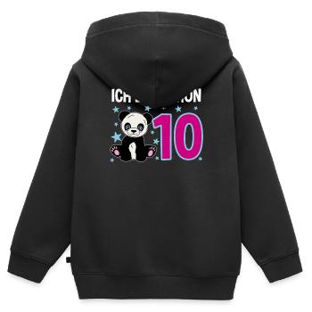 Ten Years – Panda Jubilation - Kids Premium Organic Zip-up Hoodie - black - Back - AI Model Kid Male (0cm)