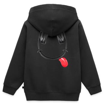 Smiling Headphones #lovely toons - Kids Premium Organic Zip-up Hoodie - black - Back - AI Model Kid Male (0cm)