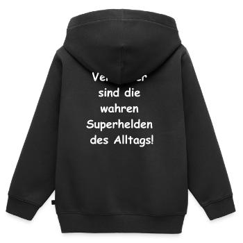Cadeau pour le vendeur - Sweat Premium à capuche zippé enfant bio - noir - Dos - AI Model Kid Male (0cm)