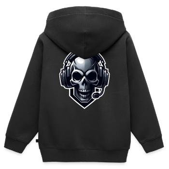 Totenkopf mit Gaming Headset - Kinder Premium Organic Zip Hoodie - Schwarz - Hinten - AI Model Kid Male (0cm)
