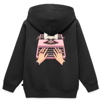 Hallo Montag - Kinder Premium Organic Zip Hoodie - Schwarz - Hinten - AI Model Kid Male (0cm)